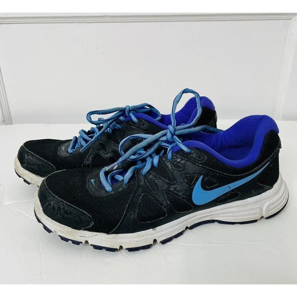 Nike Womens Revolution 2 Running Training Shoe  554902-023 SZ 7.5 Black Purple - Picture 1 of 10
